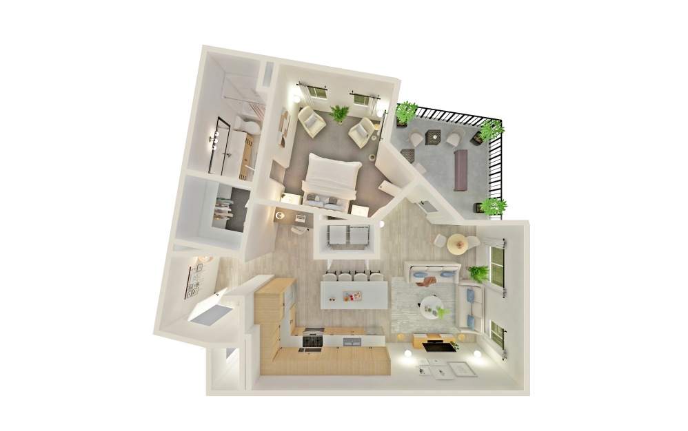 A5 - 1 bedroom floorplan layout with 1 bathroom and 919 square feet