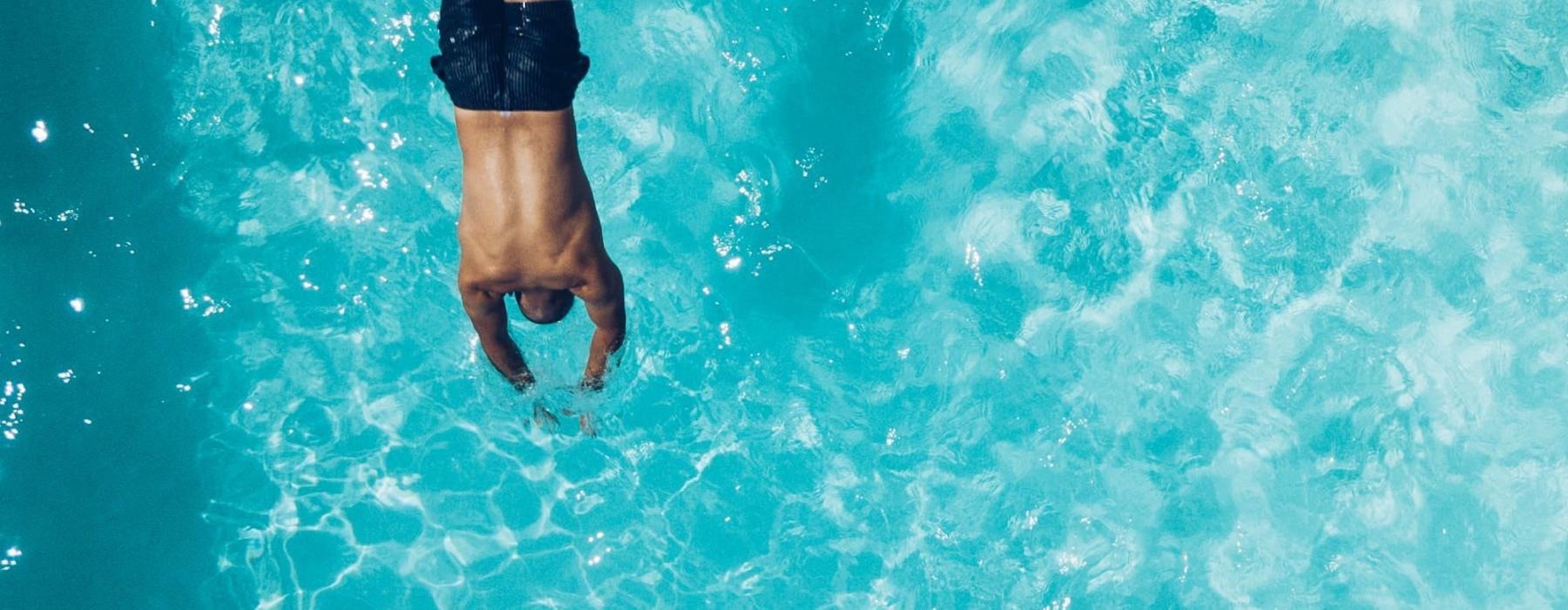 a man swimming in the water